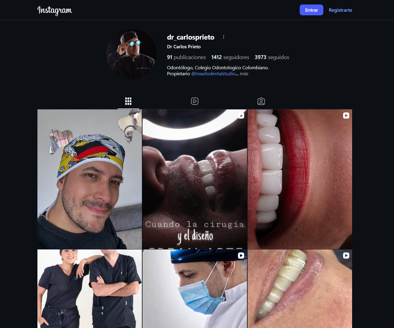 Vista previa del Instagram del Dr. Carlos Prieto